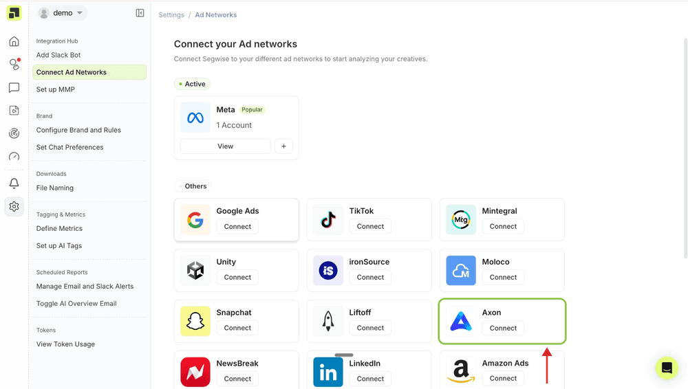 AppLovin Step 2: Connect with Axon screenshot 1
