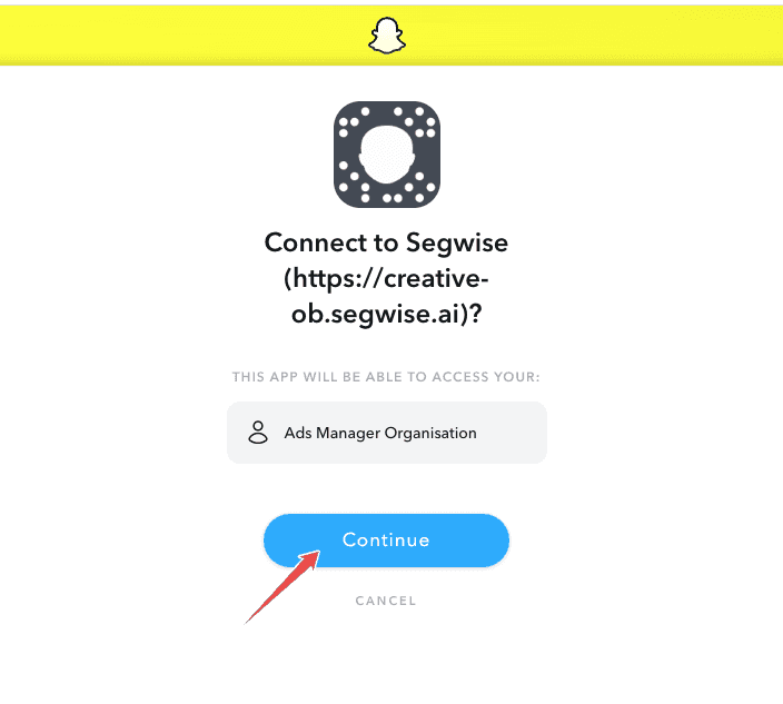 Snapchat Step 2: Authorize Segwise app to connect screenshot 1